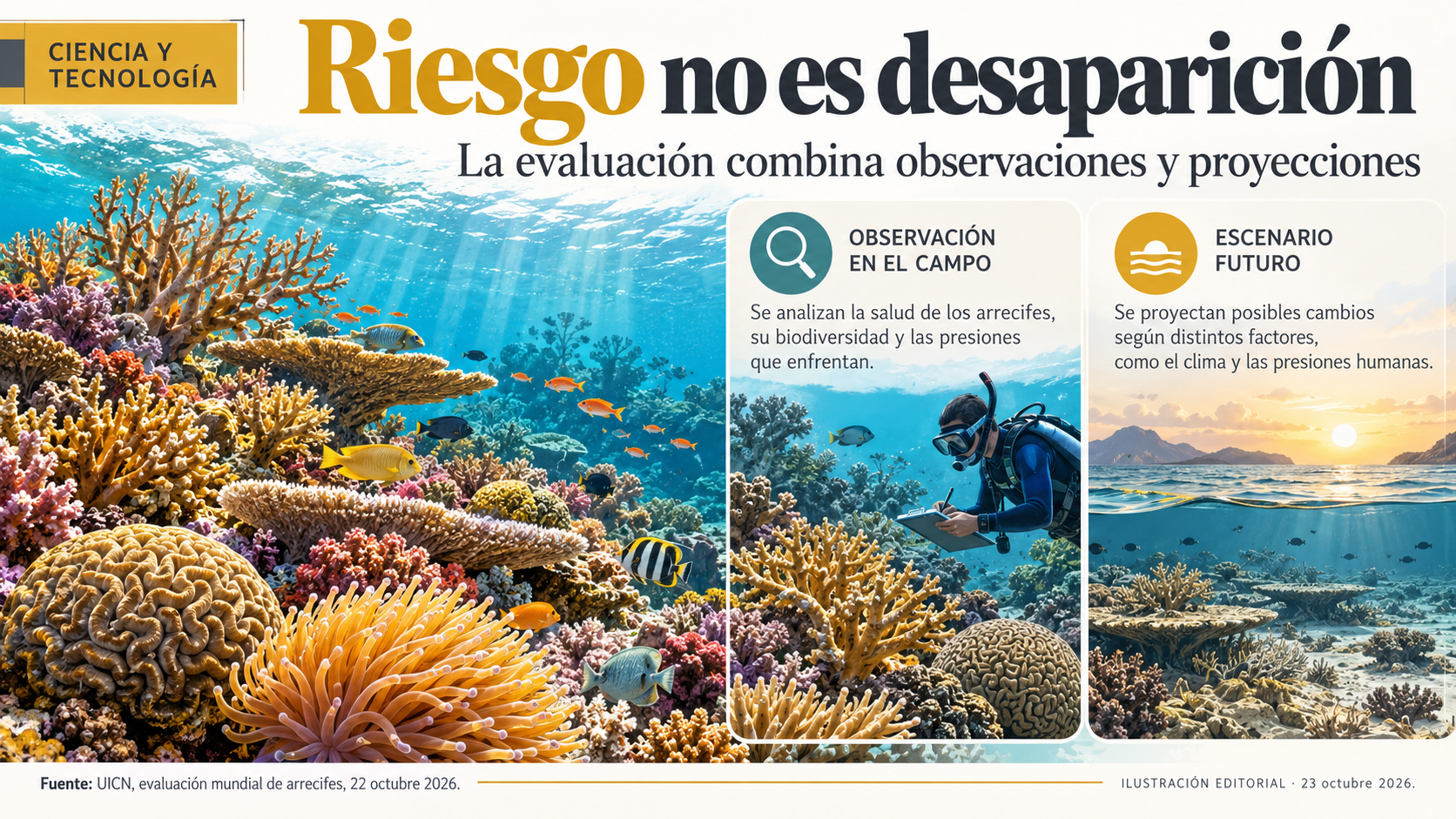 Arrecife conceptual: diferencia entre riesgo y desaparición, no diagnóstico de una playa.