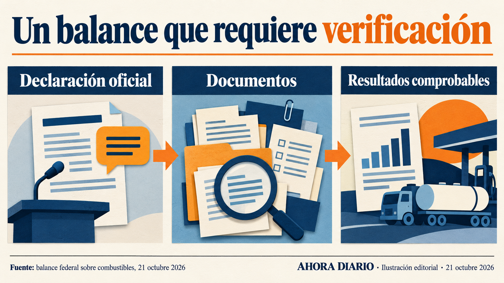 Declaración, documentación y resultados comprobables: niveles diferentes de evidencia.