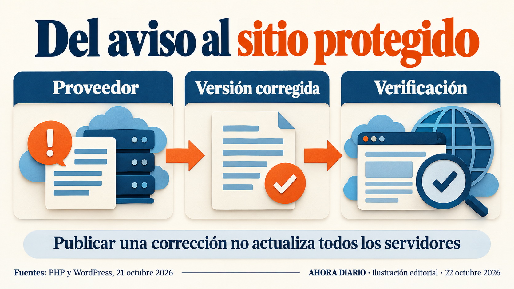 Proveedor, versión corregida y verificación: recorrido conceptual de adopción.