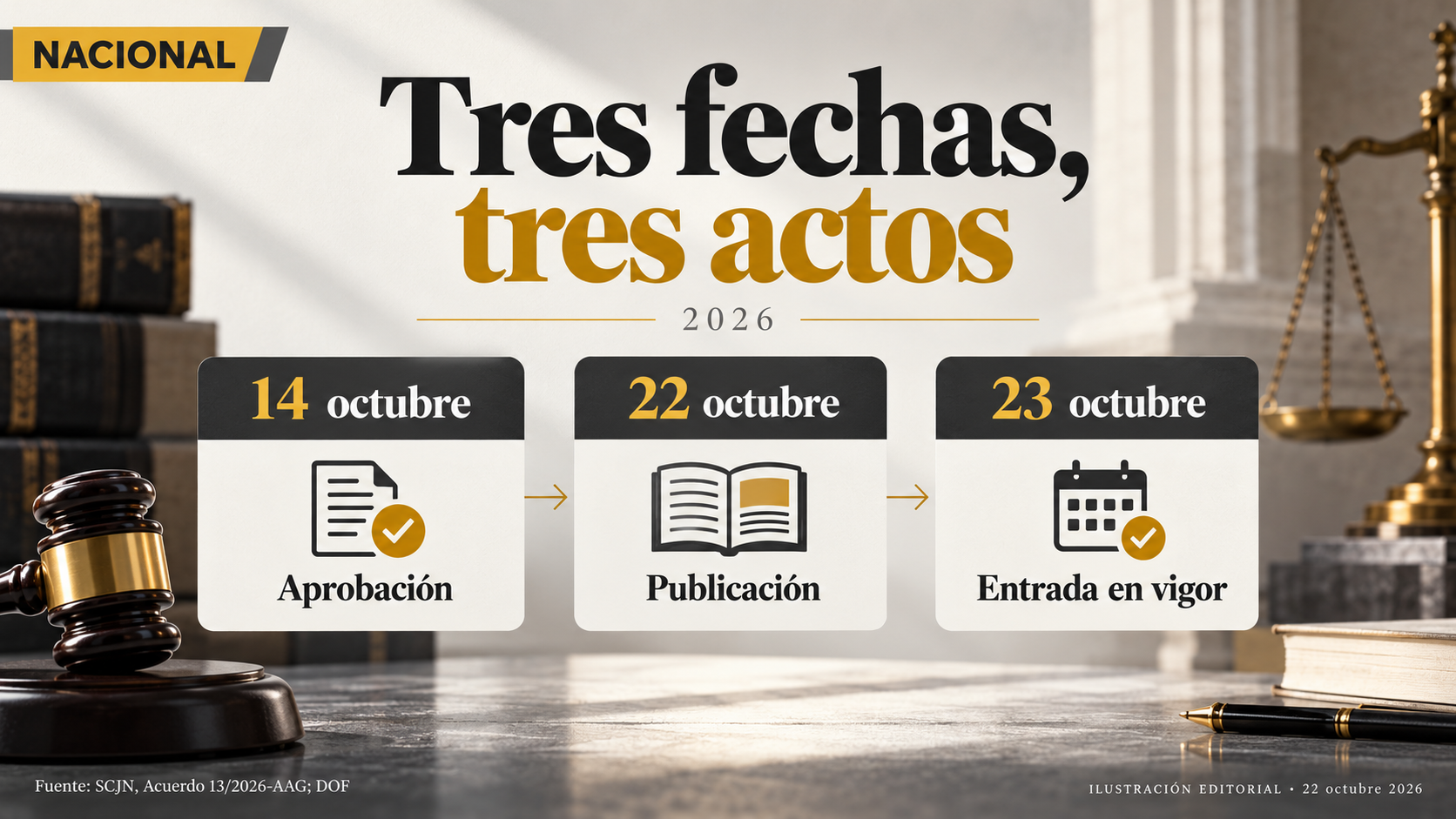 14, 22 y 23 de octubre de 2026.