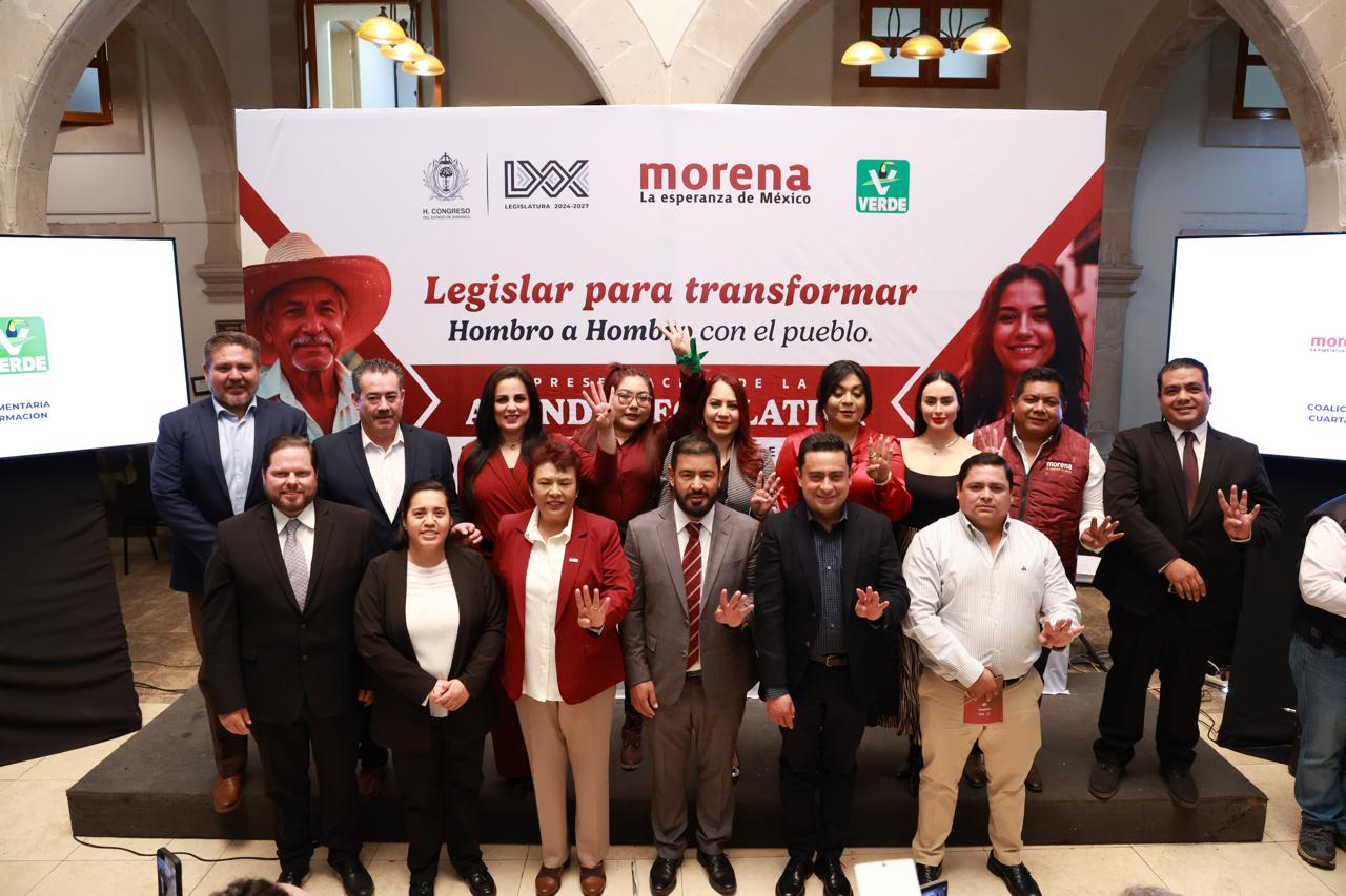 Diputados de Morena-PVEM presentan agenda transformar Durango “Hombro con Hombro”